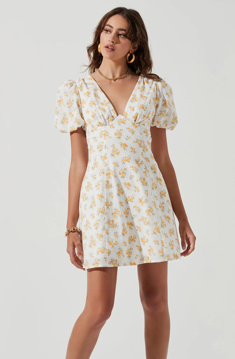 Lovegrove Floral Puff Sleeve Mini Dress - Redstitch