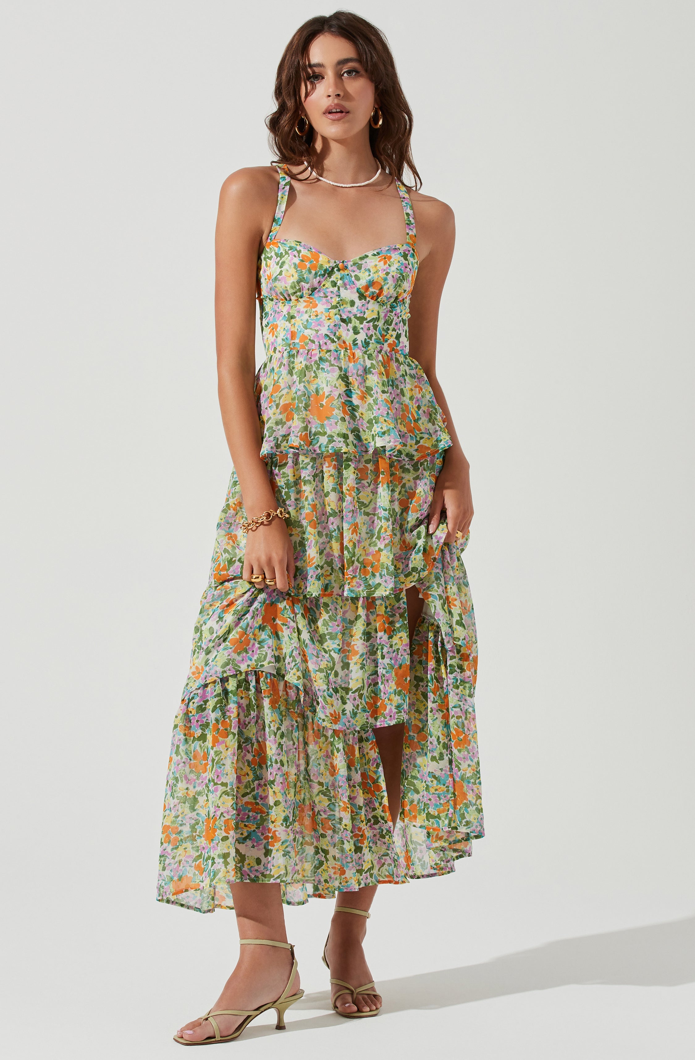 Midsummer Floral Tiered Midi Dress - Redstitch