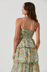 Midsummer Floral Tiered Midi Dress - Redstitch