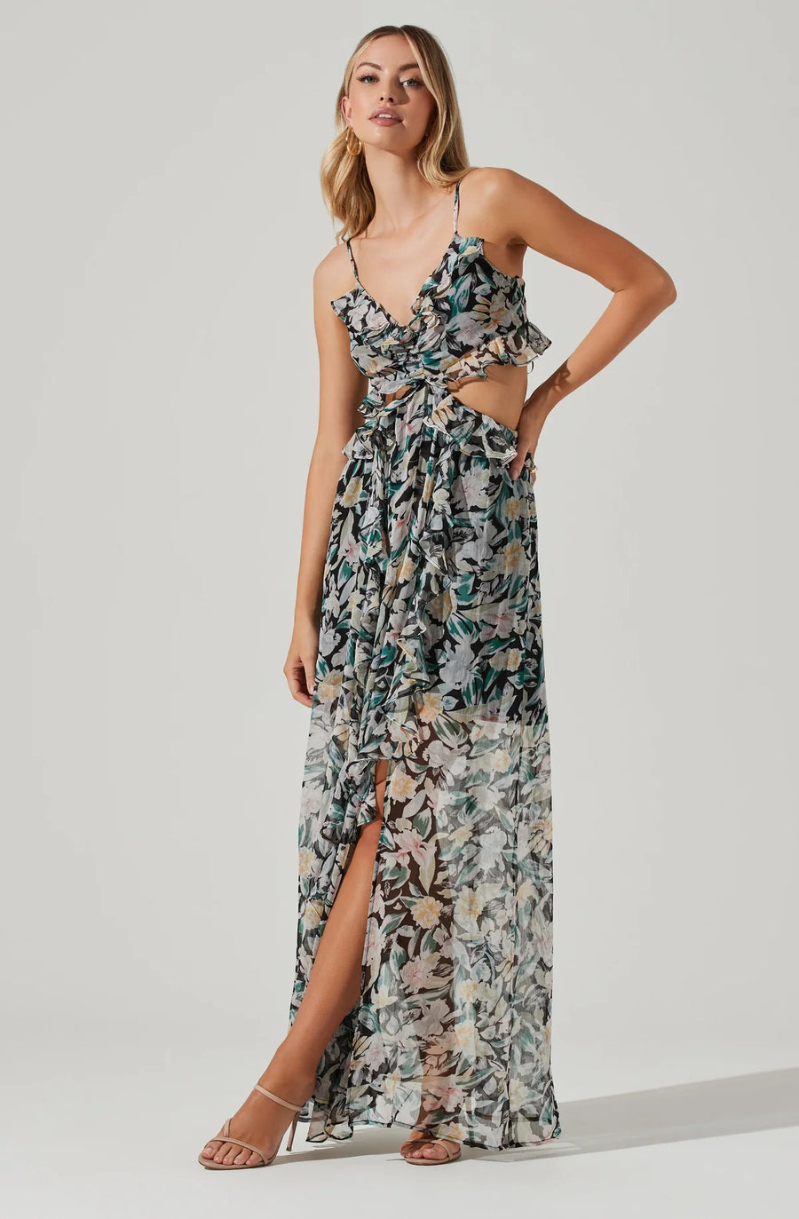 Palace Floral Cutout Ruffle Maxi Dress