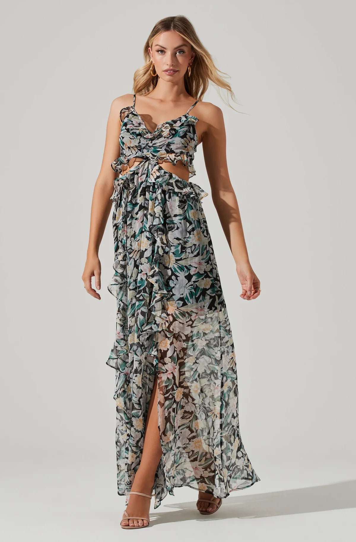 Palace Floral Cutout Ruffle Maxi Dress