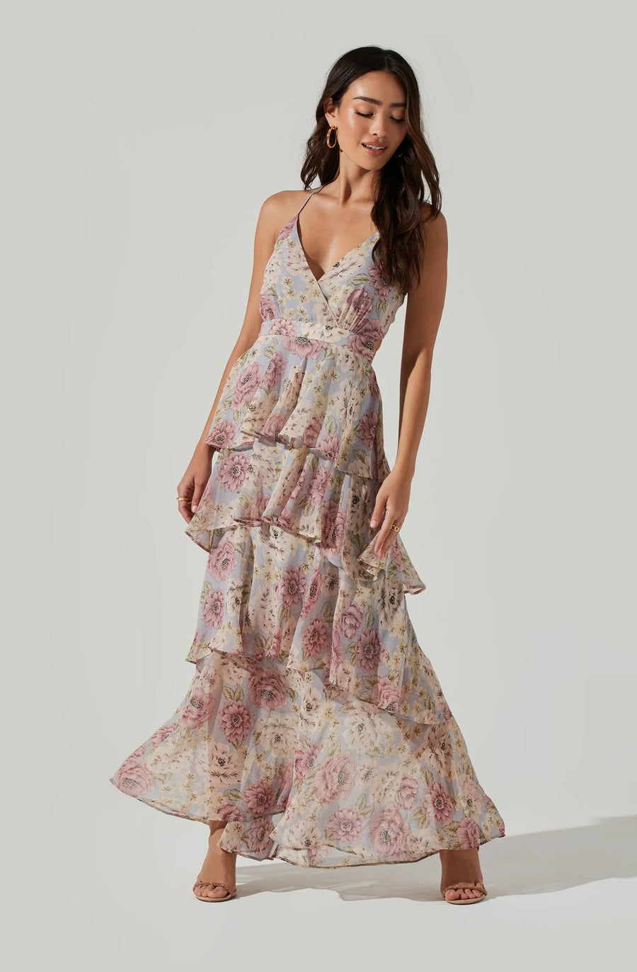 Rosan Floral Tiered Ruffle Maxi Dress