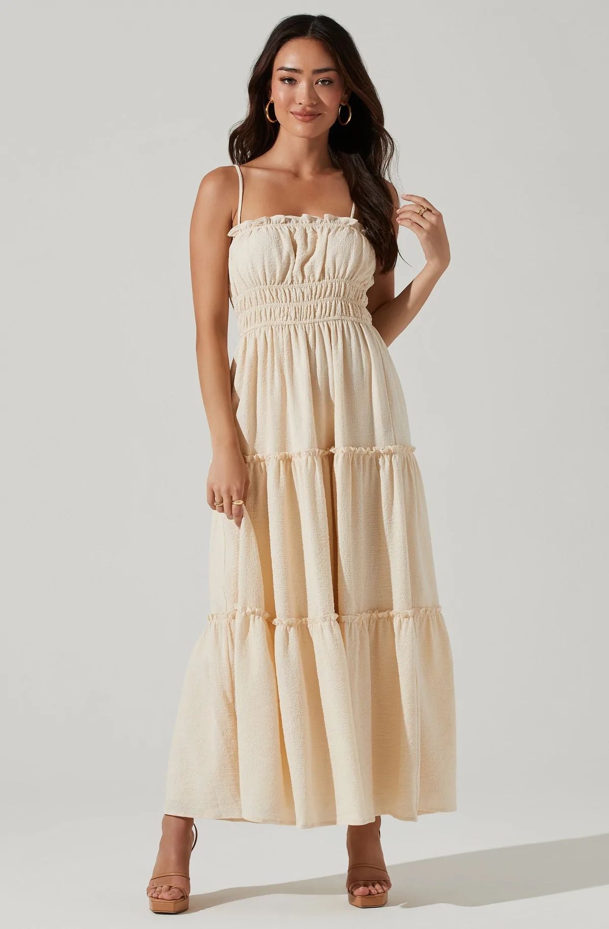 Smocked Crinkle Maxi Dress - Redstitch